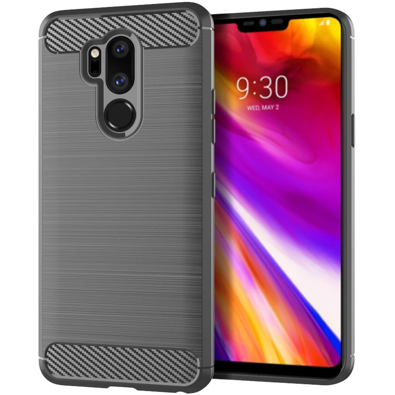 Durable Shockproof Silicone Carbon Fiber Phone Case with Brushed Texture