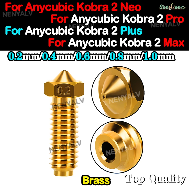 Per Anycubic Kobra 2 Neo/Pro Ugello In Ottone 0.2/0.4/0.6/0.8/1.0Mm Flusso Ad Alta Precisione Per Anycubic Kobra 2 Plus/Max Ugello Vulcano