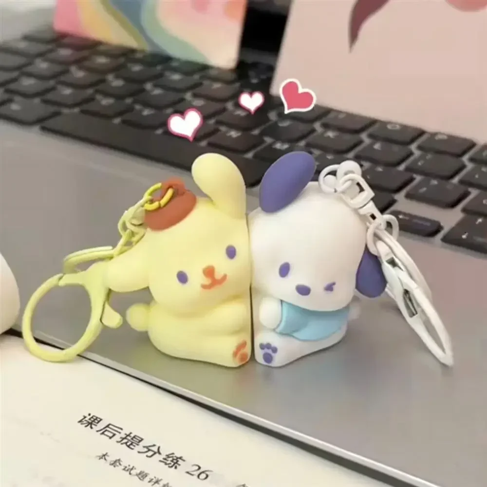 Sanrio Pochacco PomPomPurin Magnetic Keychain Creative Cartoon My Melody Kuromi Couple Cute Pendant Backpack Decoration Gifts 5