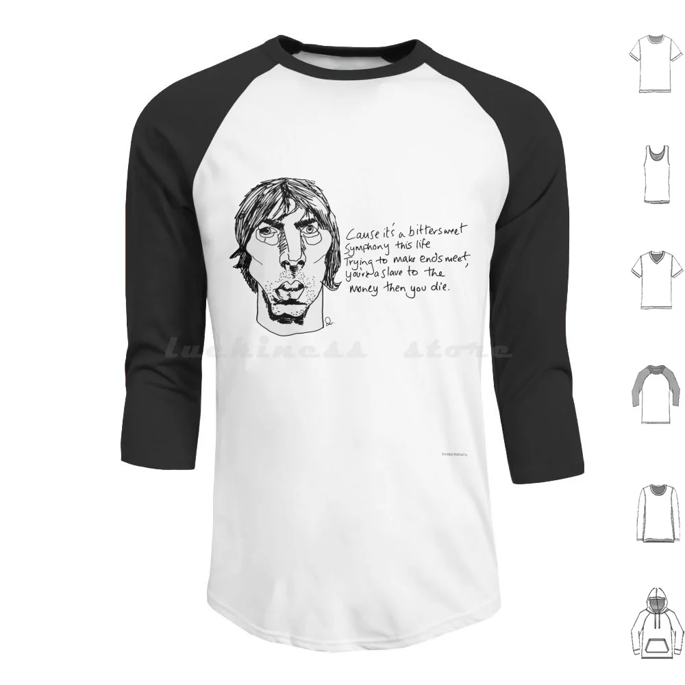 The Verve-Bittersweet Symphony Felpa Con Cappuccio In Cotone Manica Lunga The Verve Bittersweet Symphony Richard Ashancy Band Guitarist