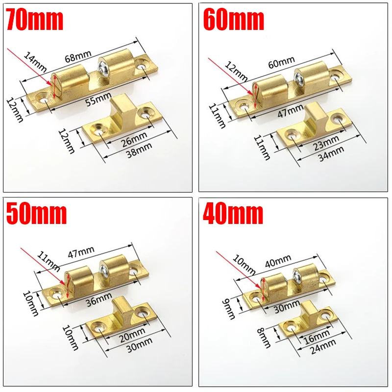 40-70mm Brass Cabinet Door Catches Adjustable Double Spring Steel Ball Catch Furniture Door Latch Stoppers 1PCS,magnetic cabinet catches,door catches,magnetic cabinet latches,cabinet door latch,door stops,cabinet door stop
