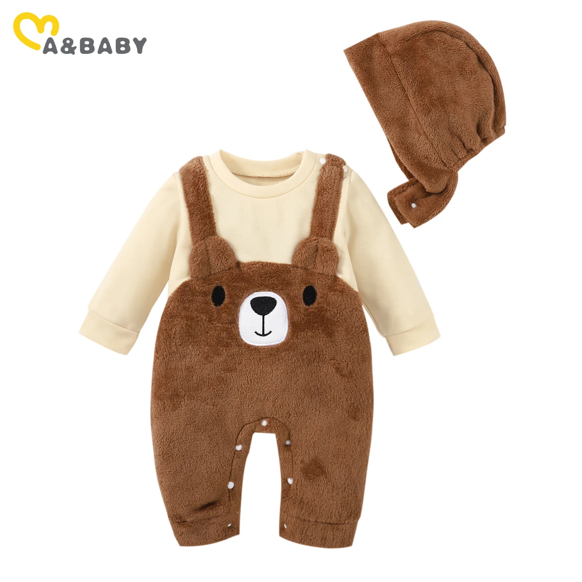 ma&baby 0 12M Newborn Infant Baby Boy Girl Romper Cute Bear Long Sleeve