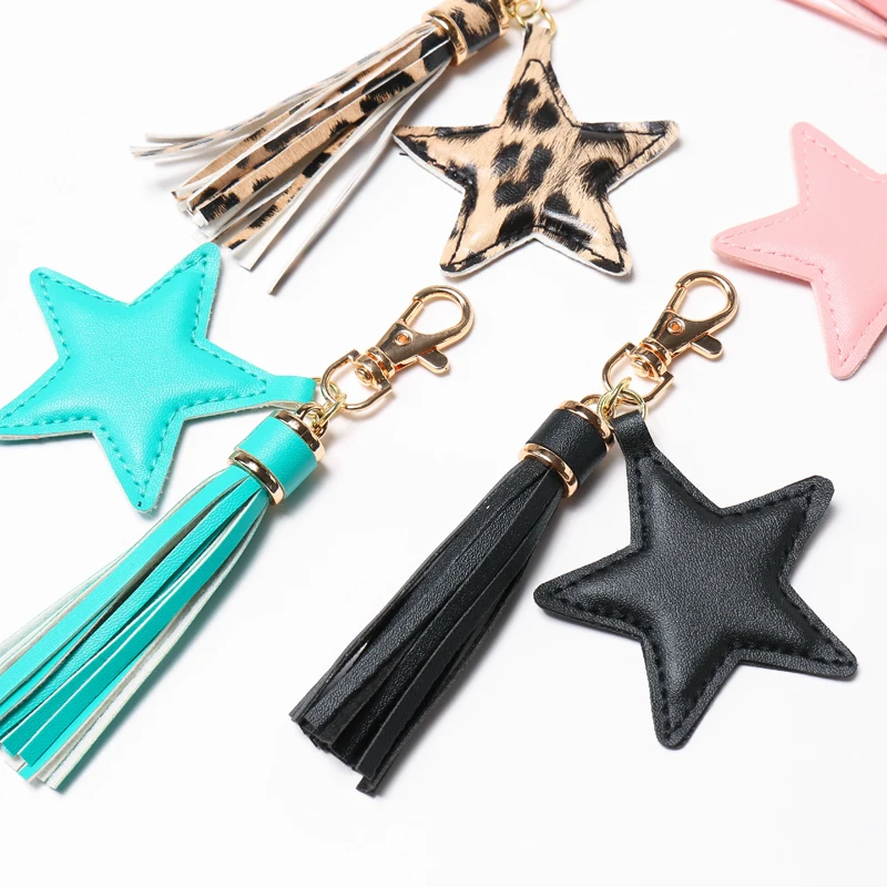 Portachiavi con nappa in pelle PU Sansango per donna ragazza ciondolo stella chiusura a moschettone portachiavi accessori per borse - immagine 4