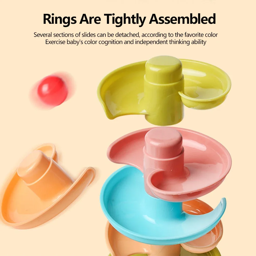 Baby Puzzle Track Turn Around  Track Rolling Ball Mental Sliding Ball Tower Education Assembling Toy Gift Stacking Toy for Kids 5