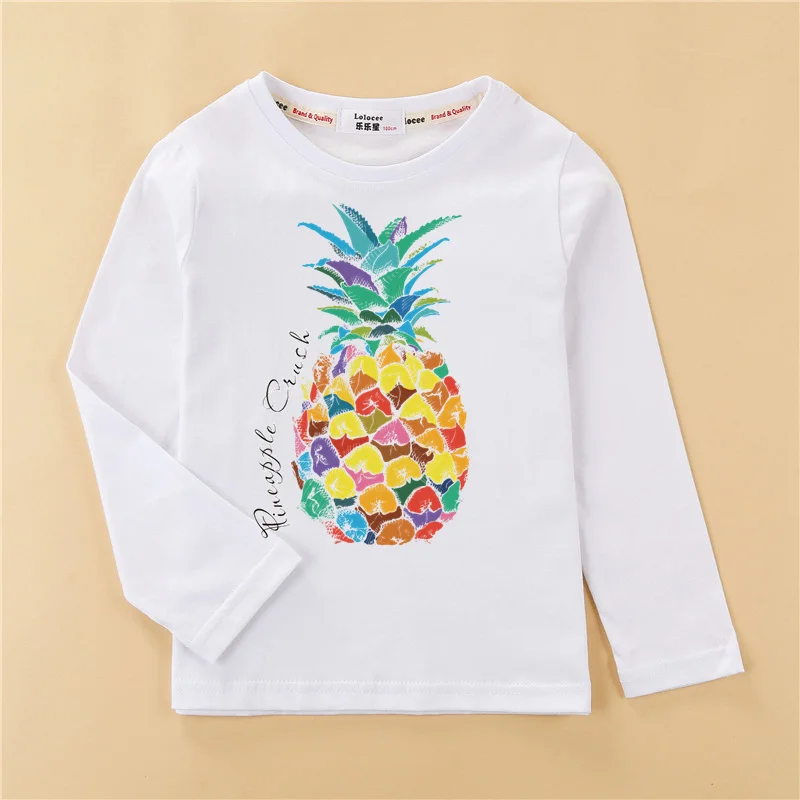 Aimi Lakana Kids Cotton T-Shirt Boys Long Sleeve Tops Pineapple Print Shirt Girls Spring Autumn Shirts 3