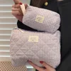 Casual Women Cosmetic Pouch Large Capacity Travel Storage Bag Sweet Plaid Ladies Makeup Bag Cotton Checkered Travel Toiletry Bag 1
