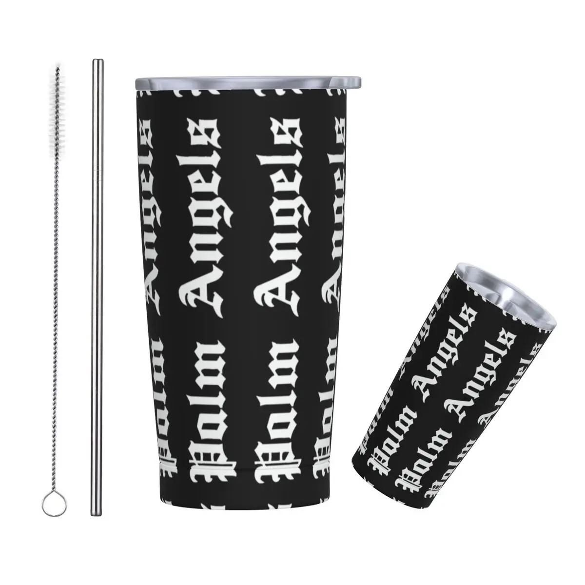 Palms Angel Logo Bicchiere Isolato Con Cannucce E Coperchio Tazza Termica Da Viaggio In Acciaio Inossidabile Tazza Da Tè Frullato Da 20 Once