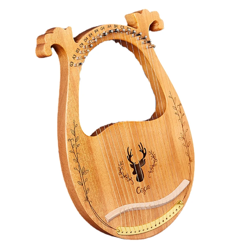 

16 String Lyre Harp Mini Portable Jew Harp with Accessories Wooden Mahogany Harpa Musical Instruments Beginners Lira Instrument