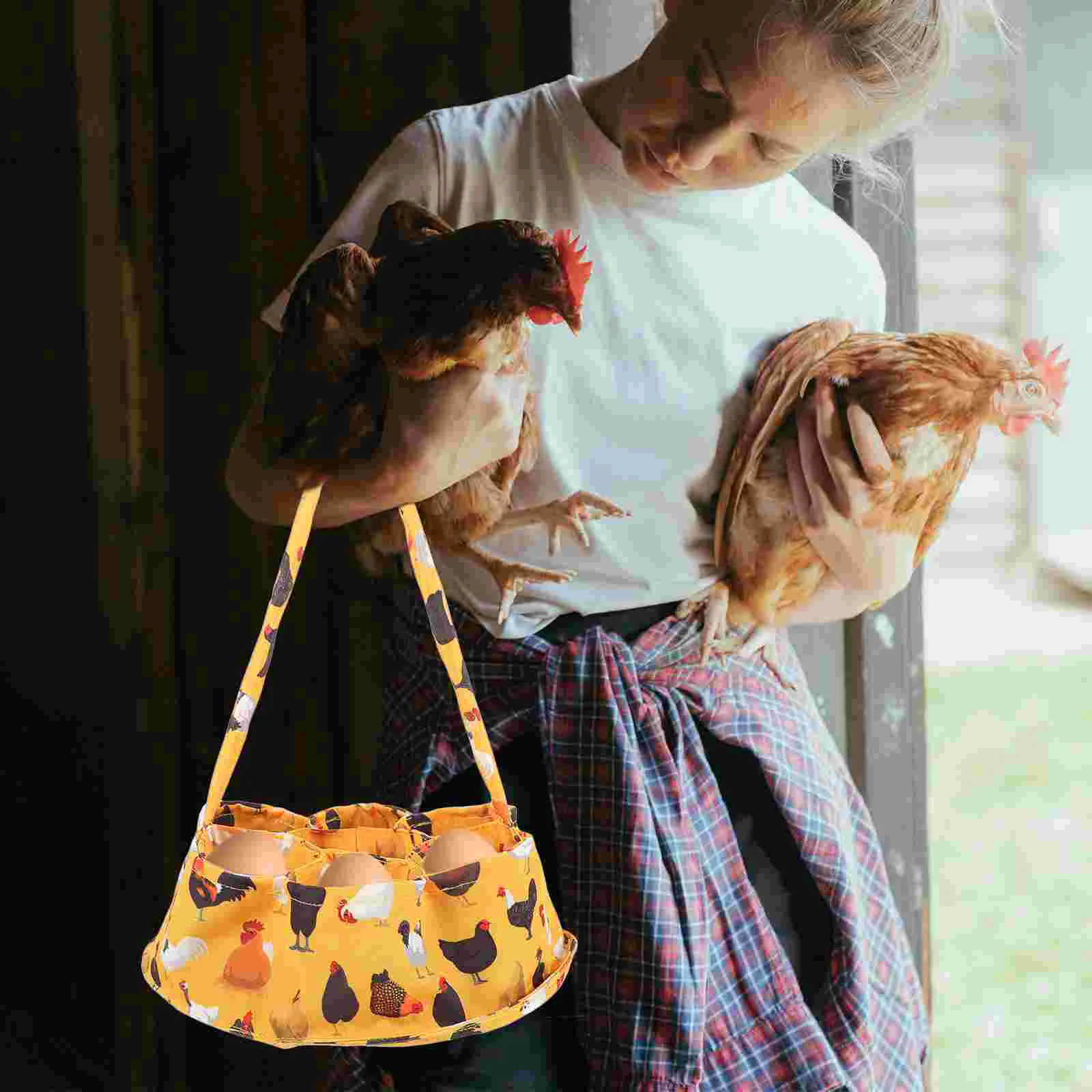 

Mini Egg Collecting Basket with 7 Pouches for Farmhouse Chicken Coop and Duck Goose Eggs