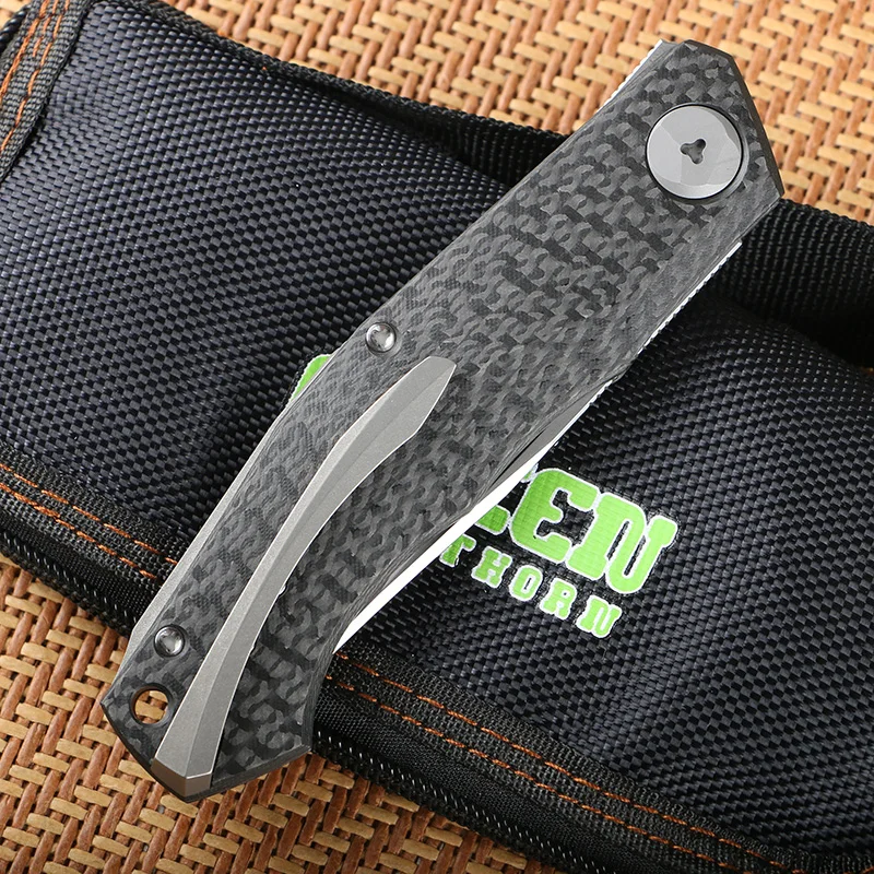Green Thorn Outdoor Folding Knife PERO Carbon Fiber 3D Handle VG10 Blade Camping Fishing Portable Fruit Home EDC Tool 3