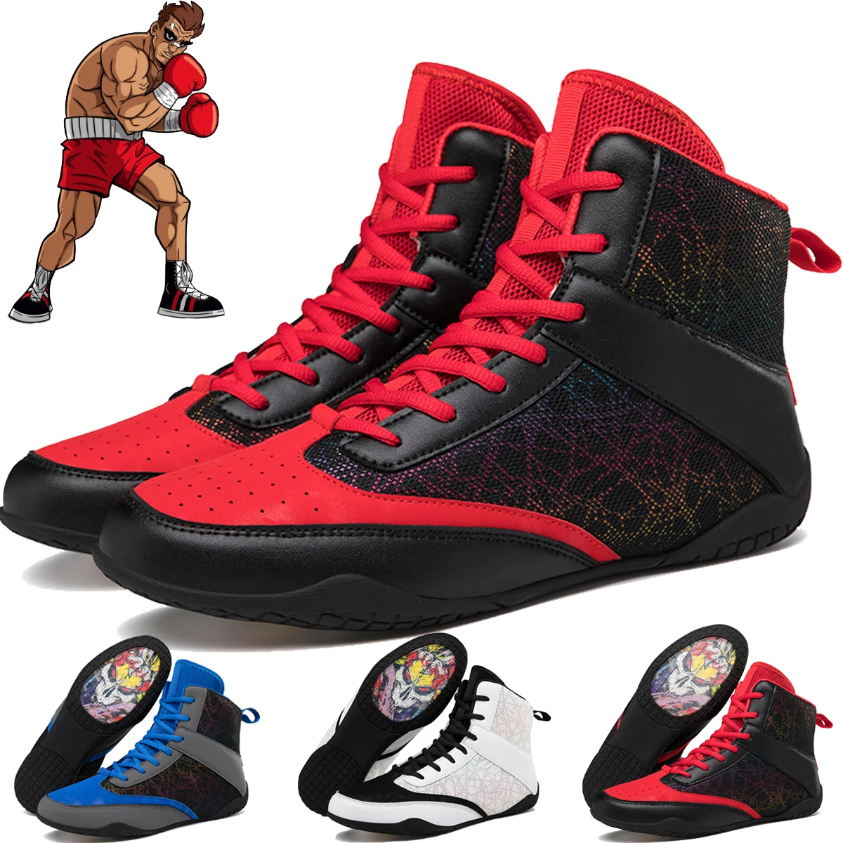 Professional Weight Shoes Men Women Breathable Boxing Shoes for Unisex Hard-Wearing Fighting Man Breathable Boxing Boots martial arts shoes,wrestling boots