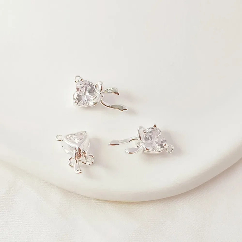 은색 지르콘 크리스탈 물방울 드레스, 곰 모양 지갑, 하트 펜던트, DIY 팔찌 보석 펜던트