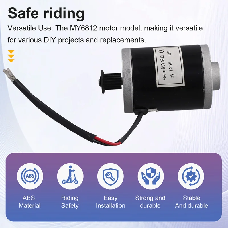 AB56-120W 12V E-자전거 및 전기 스쿠터용 브러시 DC 모터 DIY 매니아에게 이상적인 고속 MY6812 모터