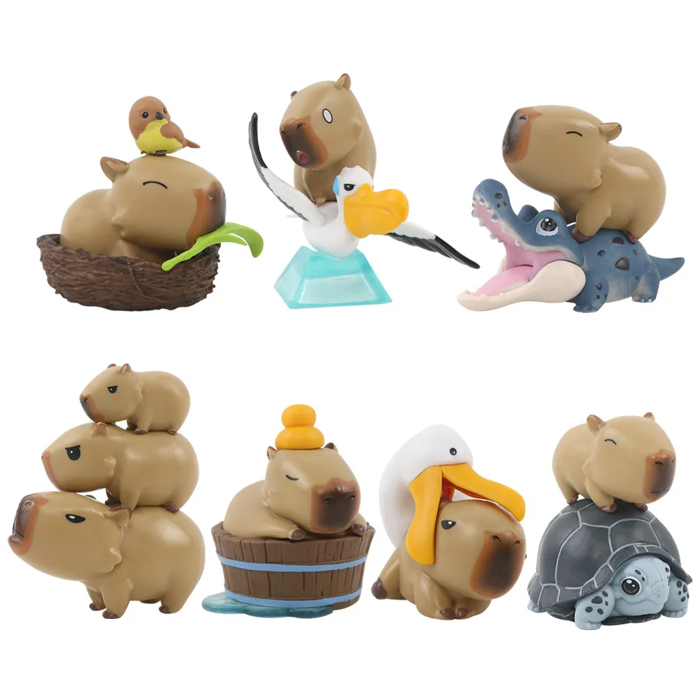 7Pcs New Capybara Model Animal Kapibara Figure Toys Action Kawaii