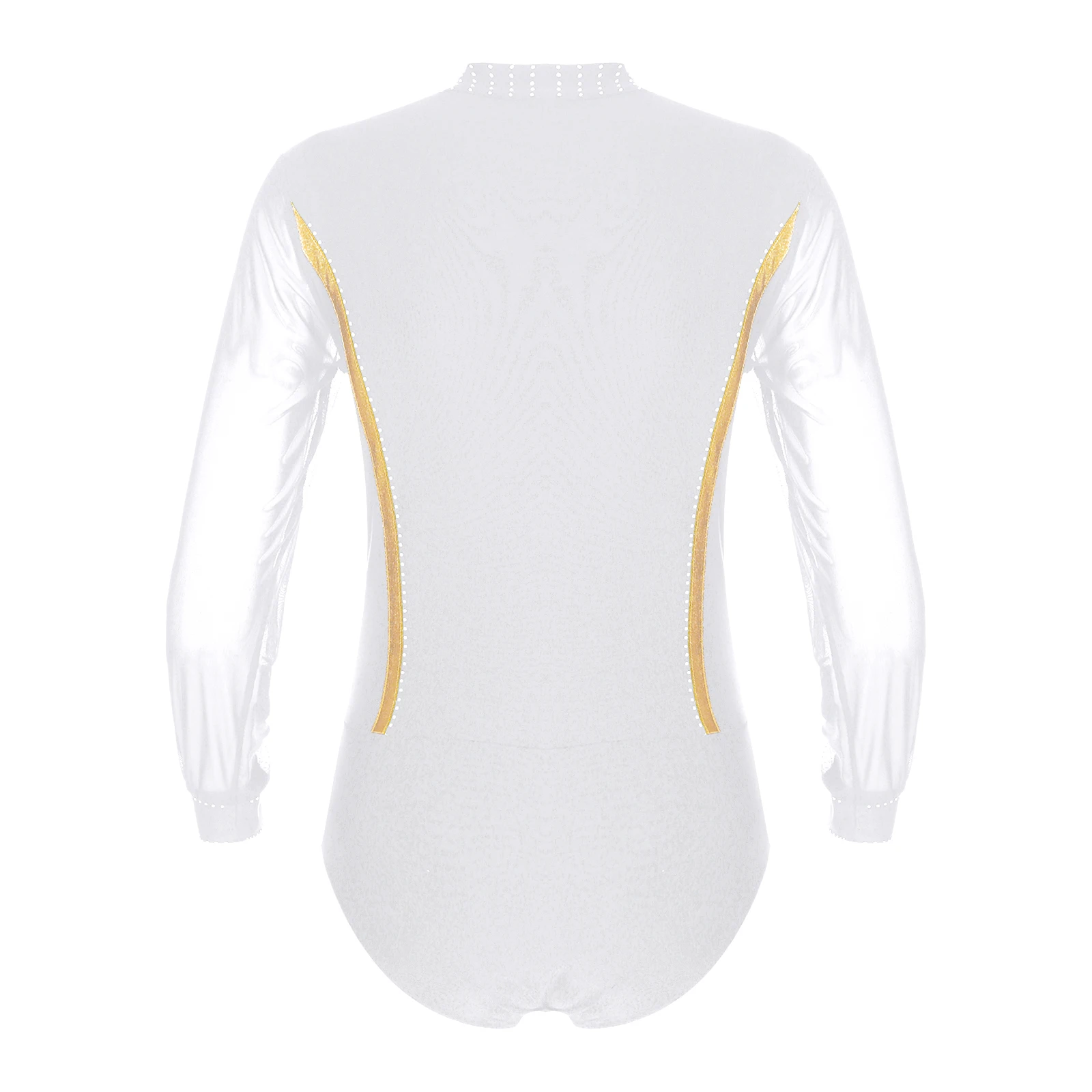 Men Long Sleeve Latin Leotard Ballroom Costume Shiny Modern Dance Shirts Leotard Bodysuit Rumba Samba Dance Performance Clothes dance dress dance shirts dance bodysuit
