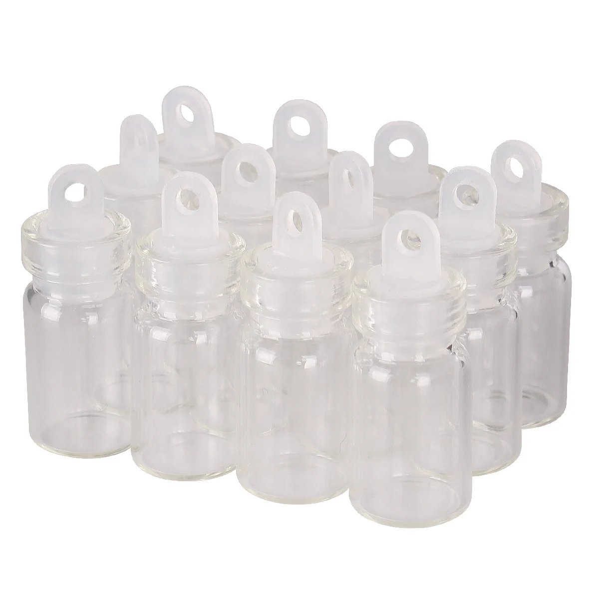Mini Glass Wishing Bottles Tiny Jars Vials With Plastic Stopper 100pcs 11*22*6.5mm 1ml Glass Bottles Storage Jar