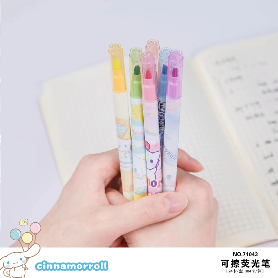 kawaii stationery supplies Colored pens school useful Sanrio stuff Color markers cinnamoroll erasable highlighters pen set