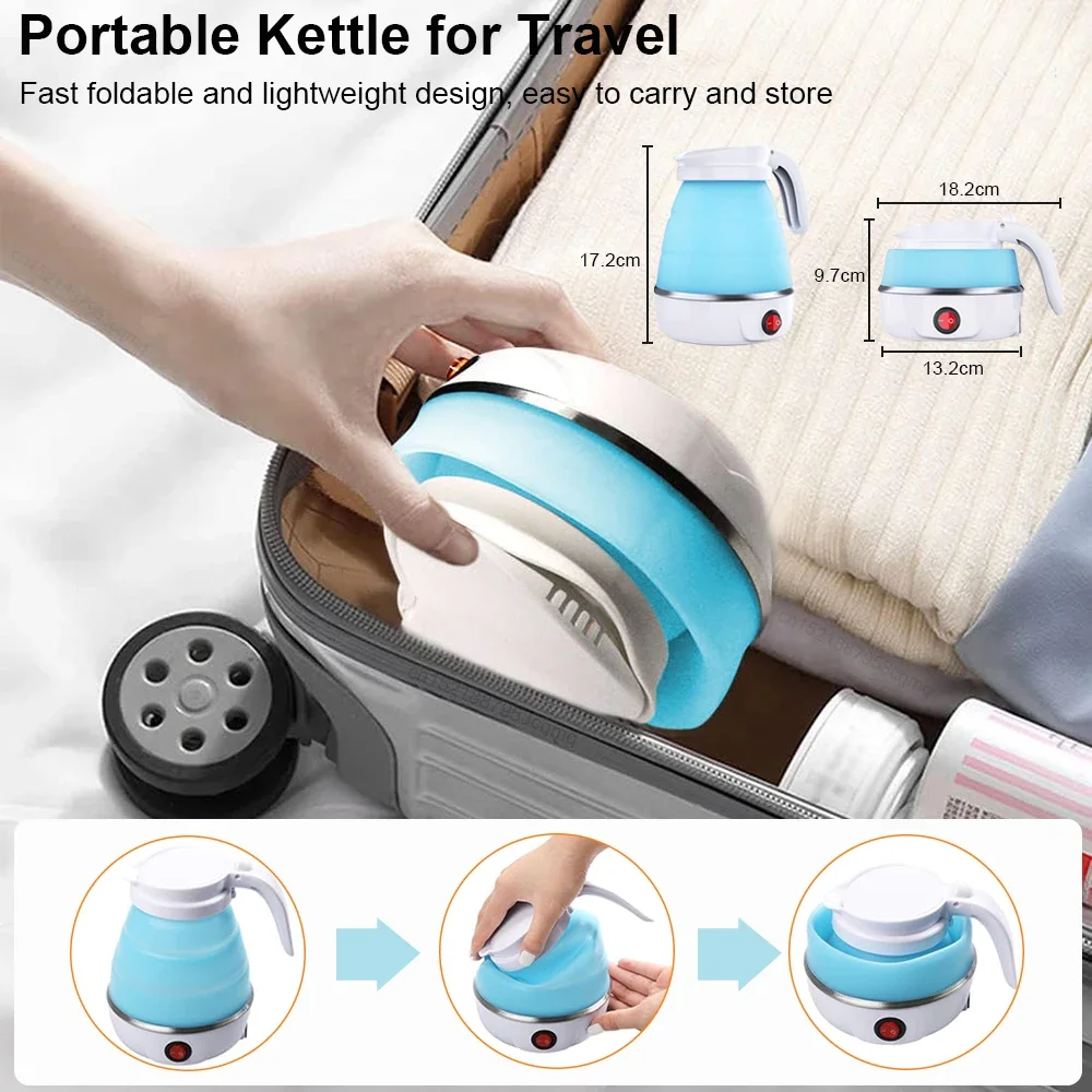 Electric Kettle Folding Electric Port Portable Travel Camping Kettle 600ML Electric Water Heater Portable Foldable Kettle Port 5