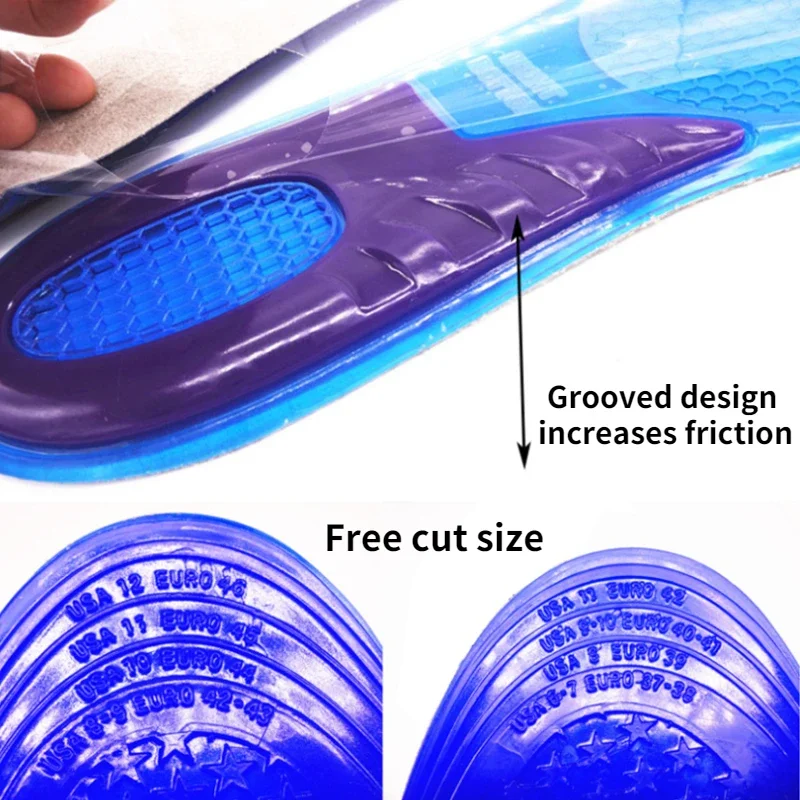 Shoe Insoles Orthopedic Insoles shock-absorbing insole Orthotic Arch Support Foot Pain Massaging Silicone Gel Soft Sport Shoe Anti-Shock Insoles Pad Man Women