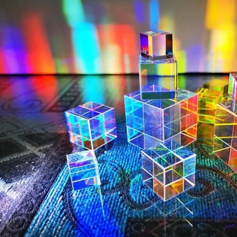 Glass Cube 18mm Dichroic Prism X-Cube Prisms for Photographic Beam Splitting  Photography Accessories Decorate Gifts Cute Light