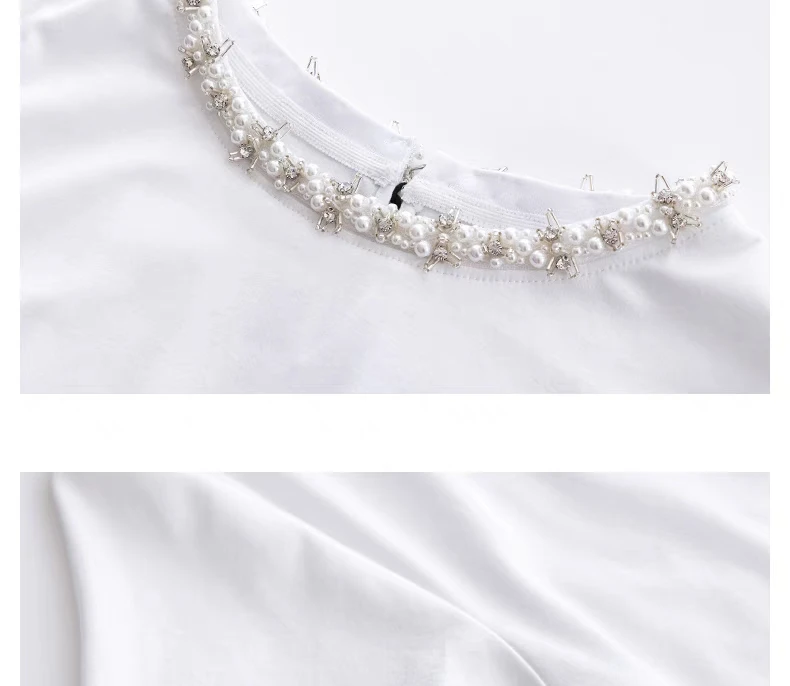 T-shirt con ricamo in strass e perline Donna, Nero | Milano