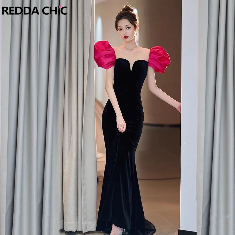 

Женское бархатное вечернее платье REDDACHiC, черное элегантное облегающее платье-Русалка с открытой спиной, длинное платье для выпускного вечера