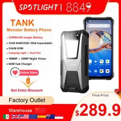 8849 By Unihertz Tank Rugged Smartphone Night Vision Cellphone 22GB Ram 256GB Rom 108MP G99 22000mAh Battery Mobile Phone