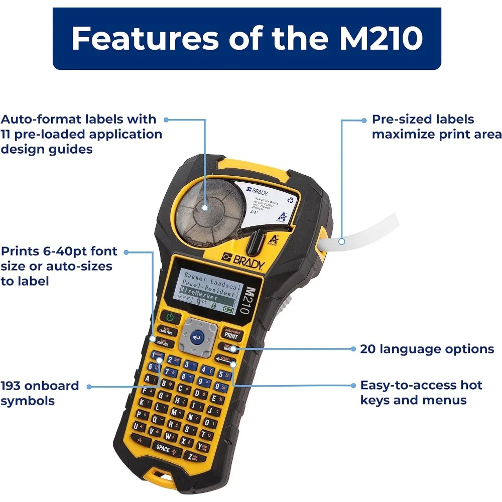 M210 Portable Label Printer Kit (M210-KIT), Yellow/Black 2