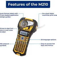 M210 Portable Label Printer Kit (M210-KIT), Yellow/Black 2