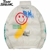 2024 Hip Hop Jacket Parka Happy Graffiti Print Men Windbreaker Streetwear Harajuku Winter Padded Jacket Coat Warm Outwear Thick 3