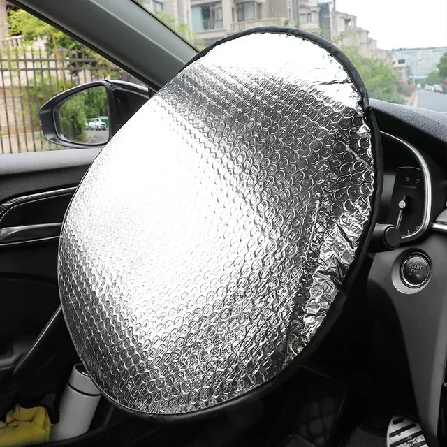 Car Steering Wheel Sun Shade Cover Universal Steer Wheel Sun Protection Heat Reflective Cover Protector Cover Interior Parts 2