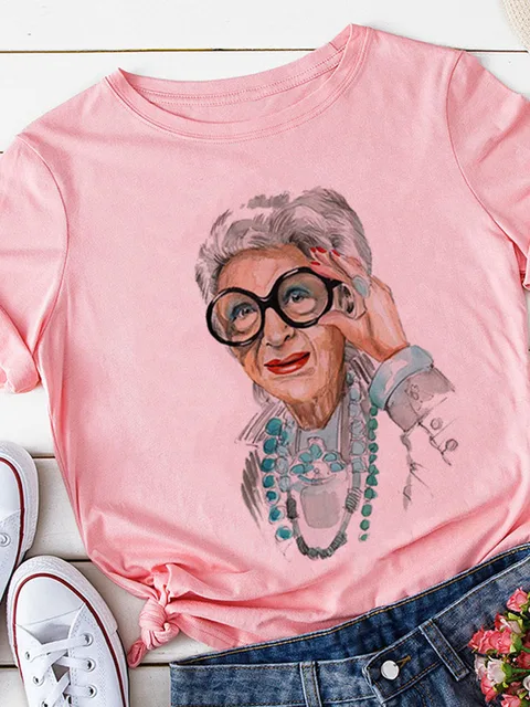 Yellow T-shirt Women Summer Print Lady Casual T Shirt Tops Harajuku Streetwear Short Sleeve Tshirt,Drop Ship P6018C-Pink