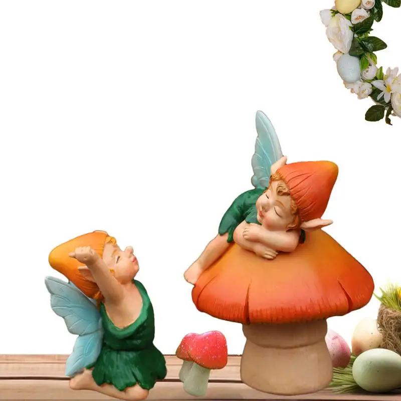 

Mushroom Garden Decoration Fairies Figurines Accessories Waterproof Resin Mushroom Elf Miniature Kit Fairy Garden Decorations