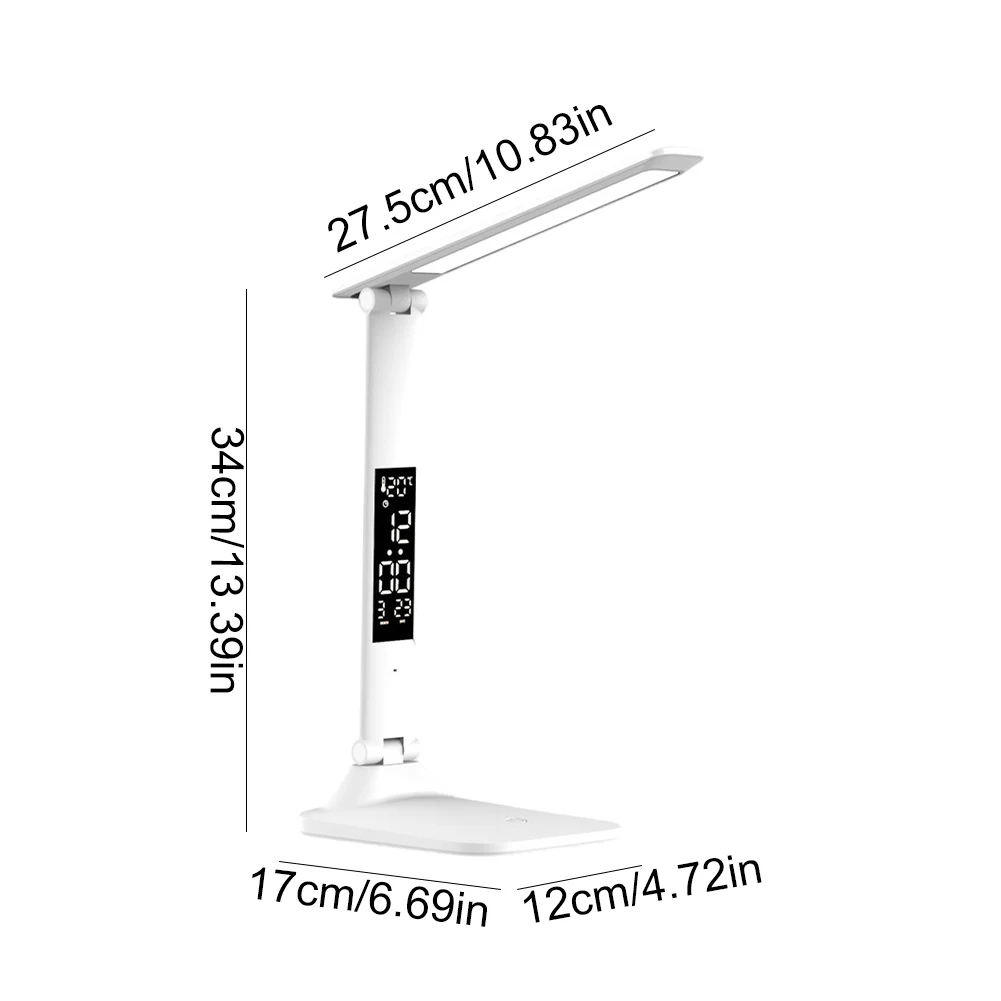 LED Desk Lamp 3 Color Dimmable Office Table Lamp with Clock Date Temperature Reading Light Touch Dorm Lamp for College Dorm Room 6