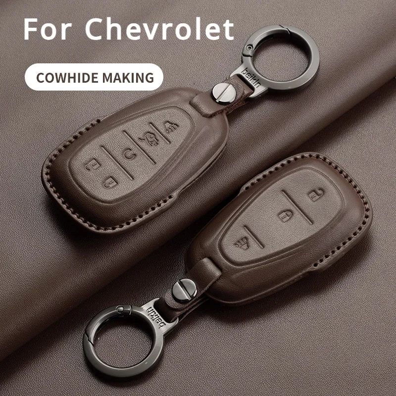 New Leather Car Remote Key Case Cover Shell for Chevrolet-Chevy Malibu Camaro Cruze Traverse Sonic Volt Bolt Equinox