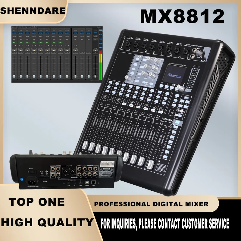 MX8812-Digital-Audio-Mixer-12-Channel-Professional-Mixing-Console-Mixer ...