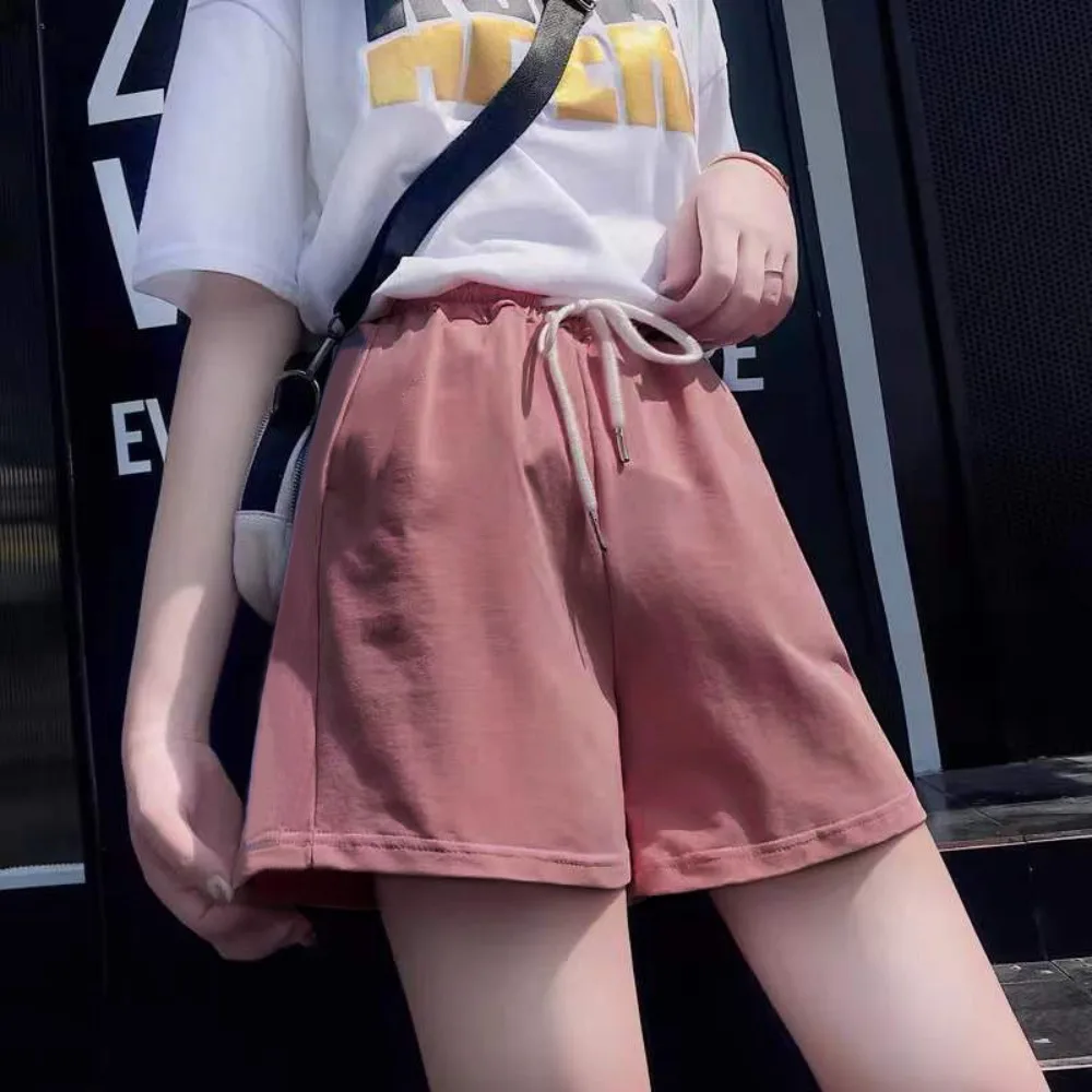 

High-waisted High-waisted Baggy Shorts Plain Casual Wide Leg Three-quarter Pants Euryscelia Solid Color Casual Shorts Women