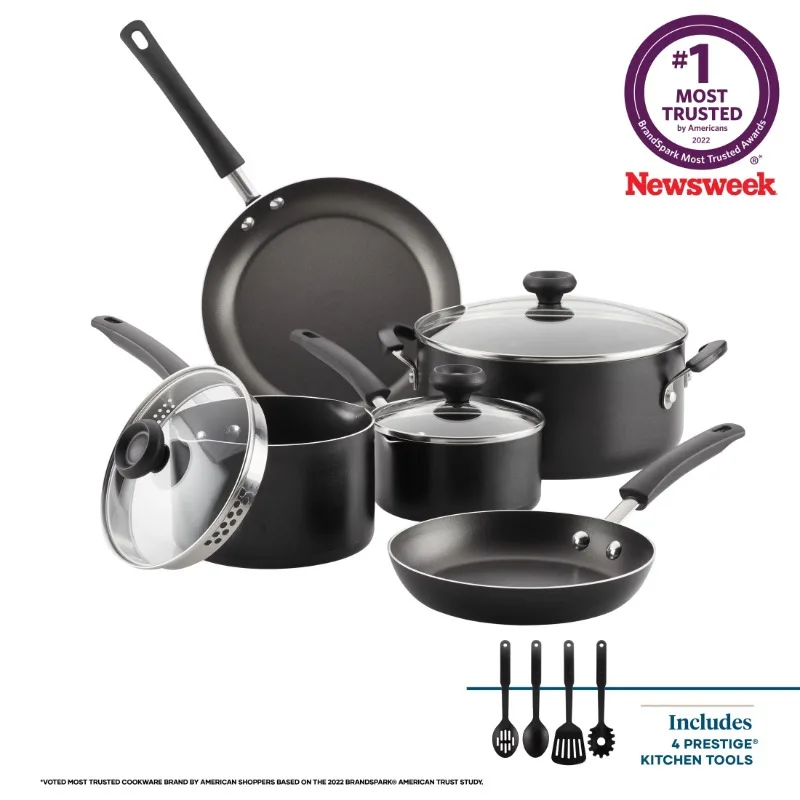 

12-Piece Easy Clean Nonstick Pots and Pans/Cookware Set, Black