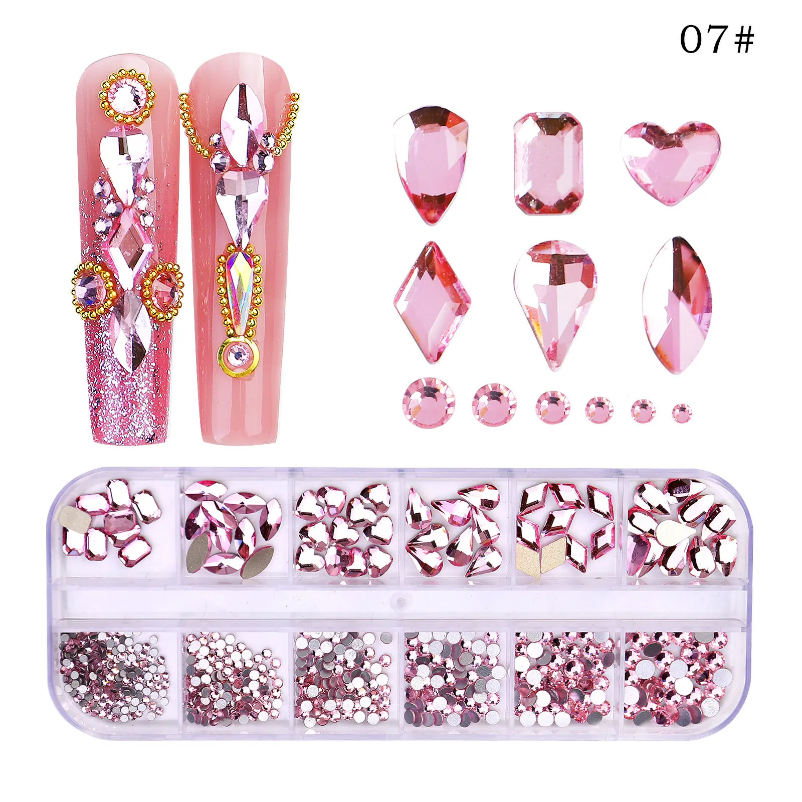 3d Nail Art Rhinestones Multi Color Nail Decorations Gold Red