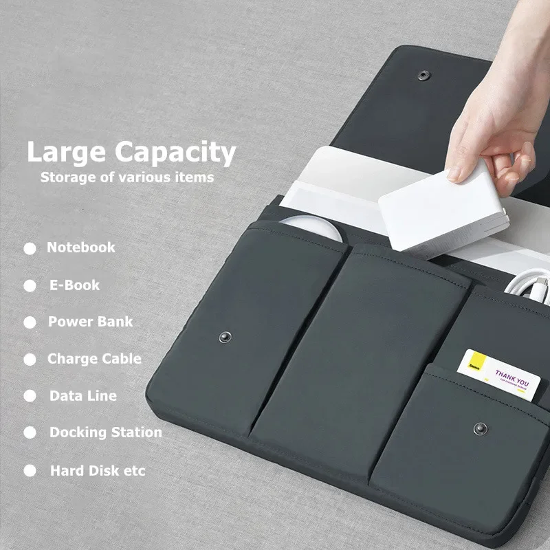 Multi-Compartment Shockproof Laptop Sleeve with Waterproof Flap