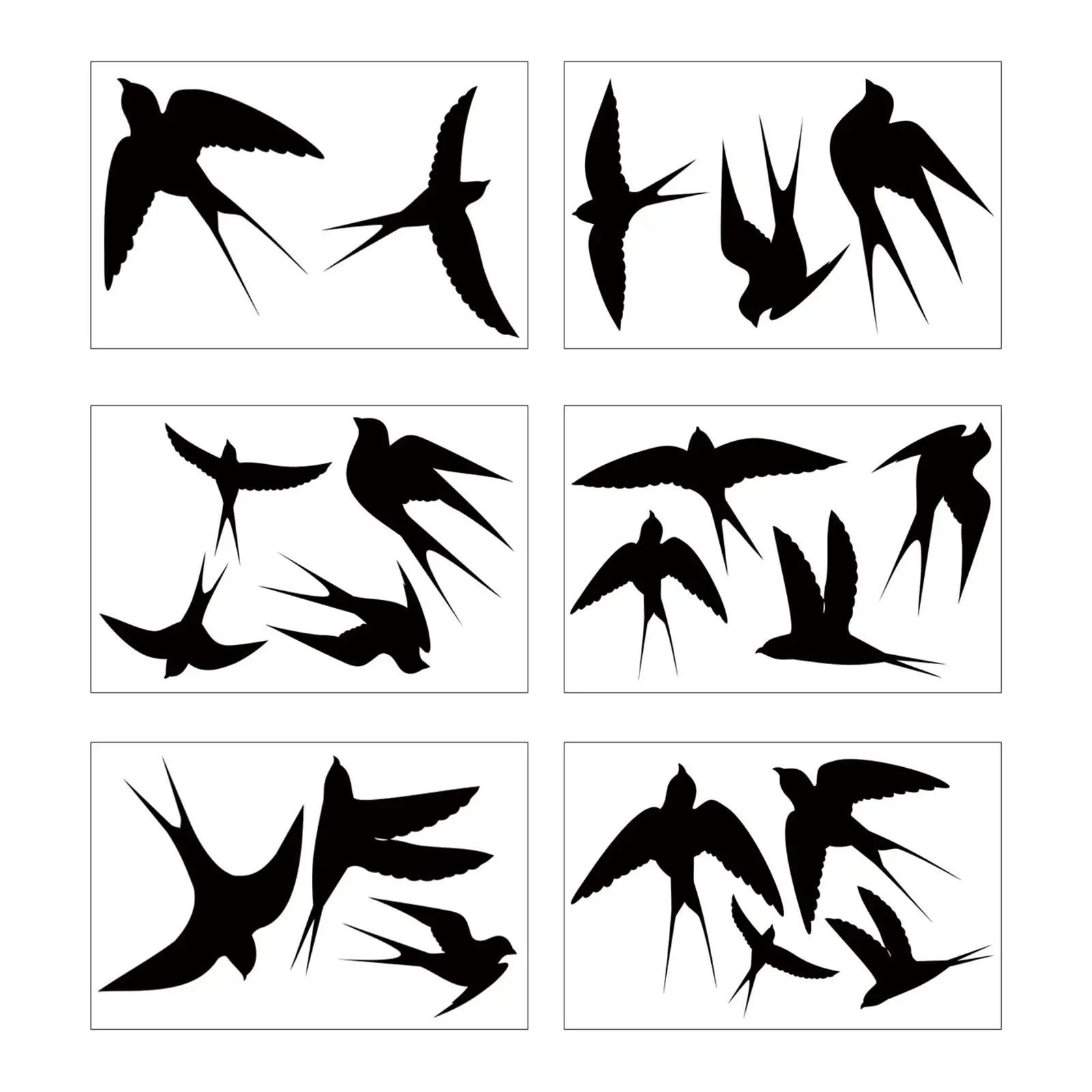 Swallow Stickers 6 Sheets 20Pcs Birds Prevent Birds Strikes Home Decor PVC Window Decoration Static wall sticker window stickers