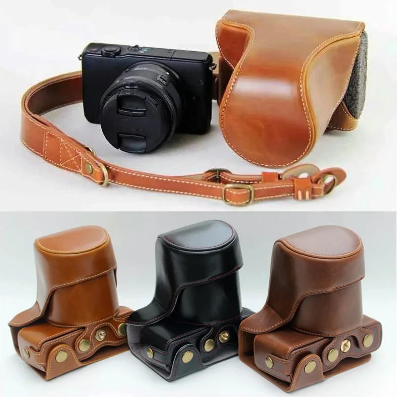 HQ Leather Camera Hard case Bag Grip strap for Canon Eos M10 M100 M200