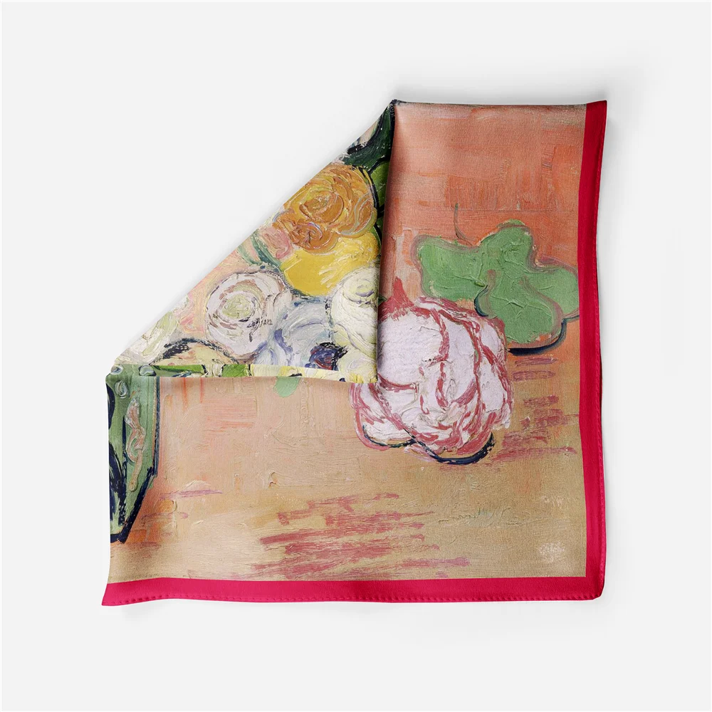 Picasso Ölgemälde Mode Frauen Schal Wraps Twill 100 % Seidenschal 53 cm quadratische Schals Kopftuch Hijab Halstuch Bandana – Detail 18