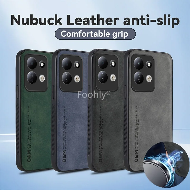 Nubuck Leather Shockproof Magnetic Protective Phone Case