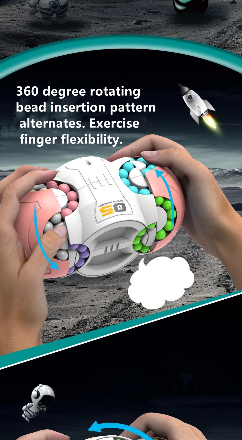 Eight-sided Rotation Finger Magic Beans Spin Gyro Antistress Fingertip Cube Bead Decompression Puzzles Game For Kids Gifts