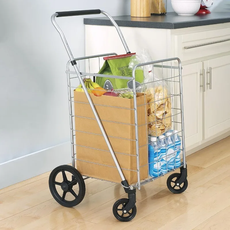 

Portable Storage Utility Kitchen Islands & Trolleys Cart With Adjustable Height Handle Shopping Grocery Trolley Furniture Home