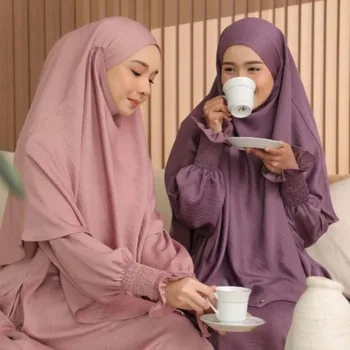 2024 Ramadan Dubai Abaya Jilbab Khimar Muslim Set Women Turkey Dresses with Hijab Female Islam Modest Dress Eid Hooded Abayas