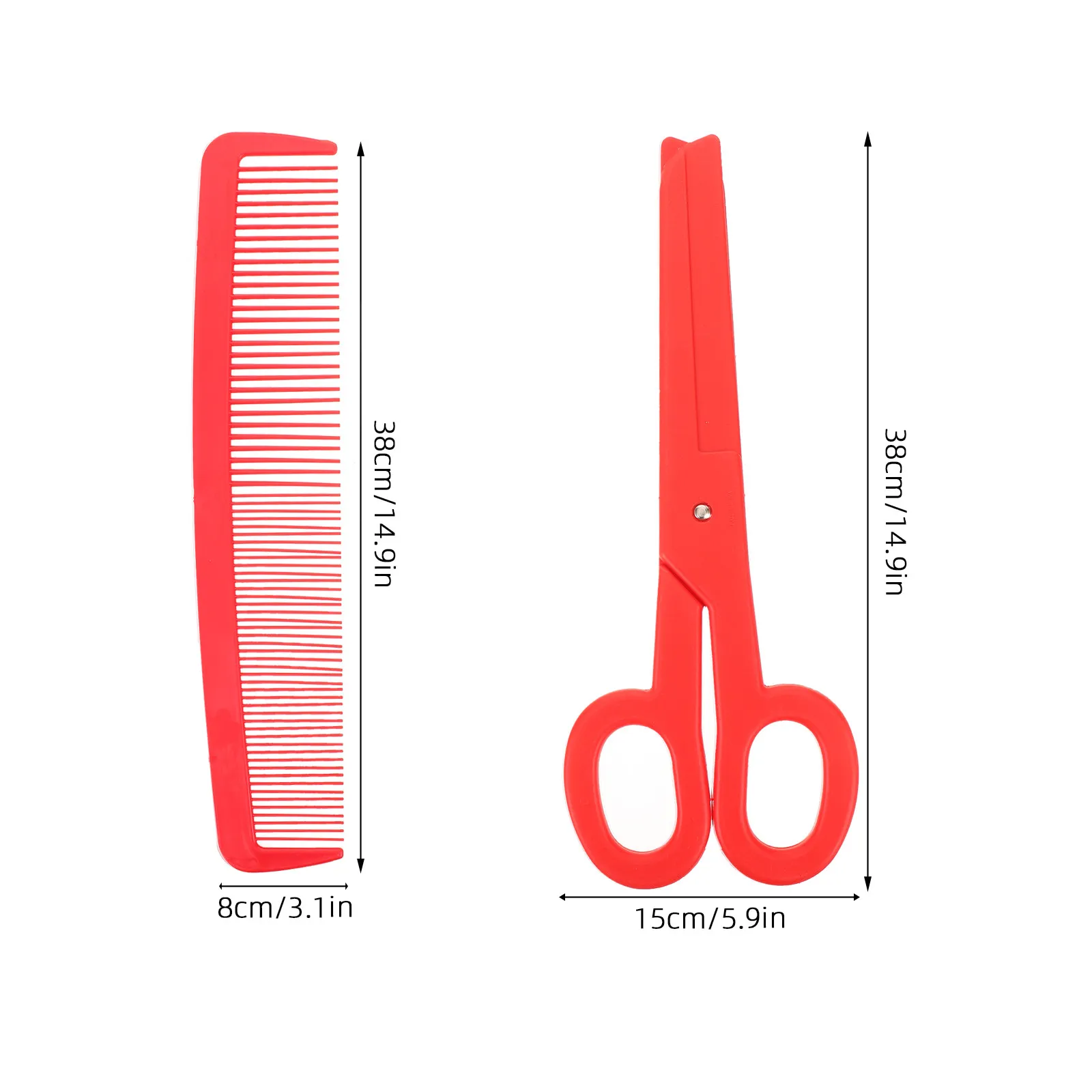 1세트 대형 광대 빗과 거대 가위 소품 세트, 화려한 색상, 서커스 카니발 코스프레 무대 공연 파티 장