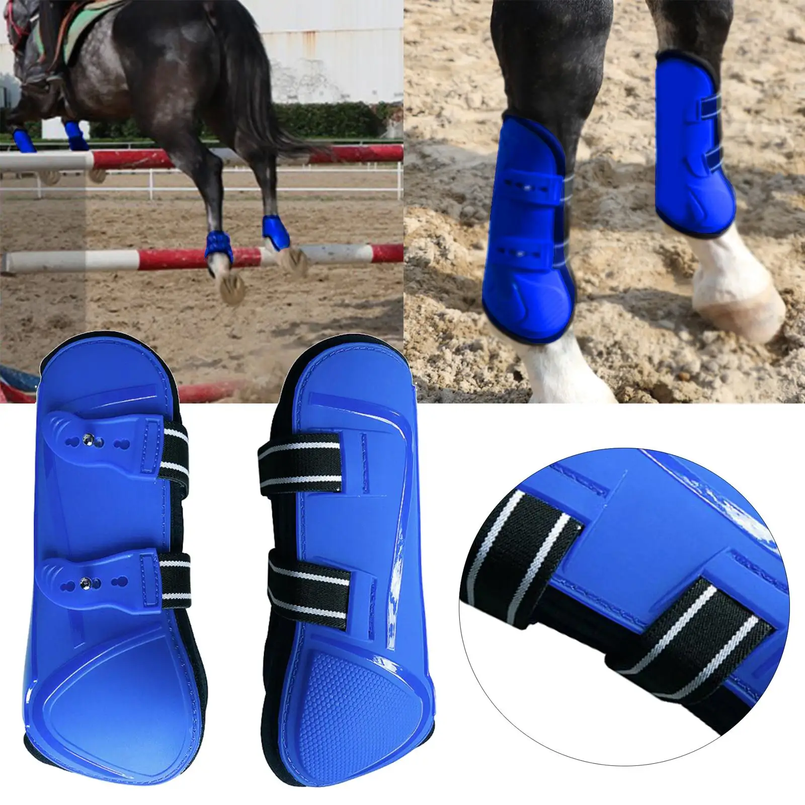 Botas de Perna Traseira de Cavalo, Frente Aberta Ajustável Respirável  Dianteira Botas de Tendão de Cavalo Absorção de Impacto Evita Deslizamento  Botas