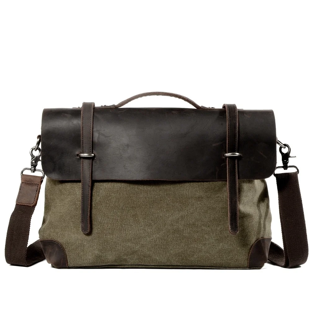 

Man Cowhide Crazy Match Canvas Single Package Male Package Business Affairs Leisure Time Portable Oblique Satchel Briefcase